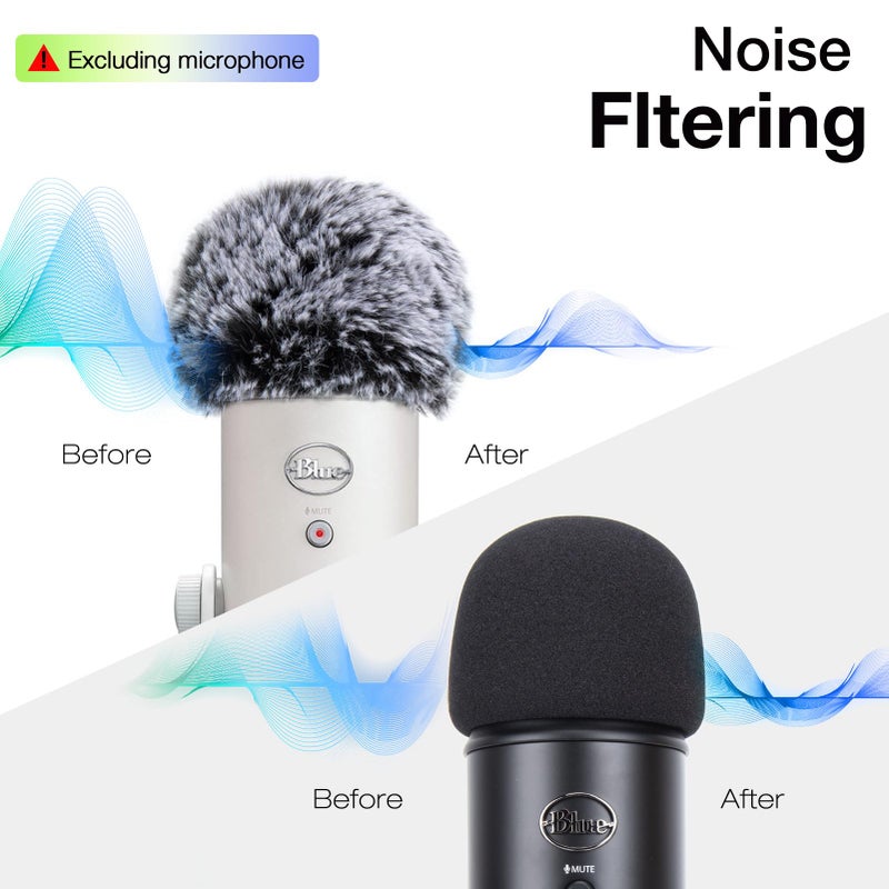 SUNMON Windscreen Muff and Foam for Blue Yeti, Blue Yeti Pro USB Condenser Microphone, Indoor Outdoor Microphone Windshield 2 PACK by SUNMON - Image 4